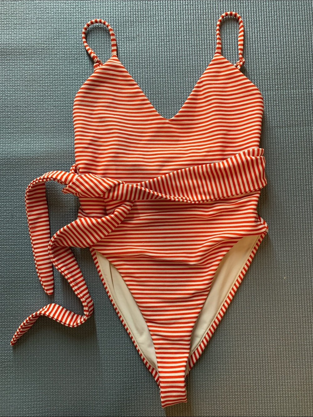 Rare Mara Hoffman Red & White Striped Gamela One Piece Bathing Suit or Bodysuit